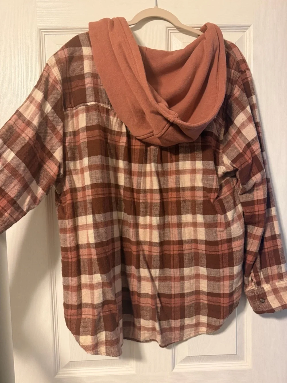 American Eagle Outfitters Rust & Cream Plaid Button Shirt - Picture 3 of 3